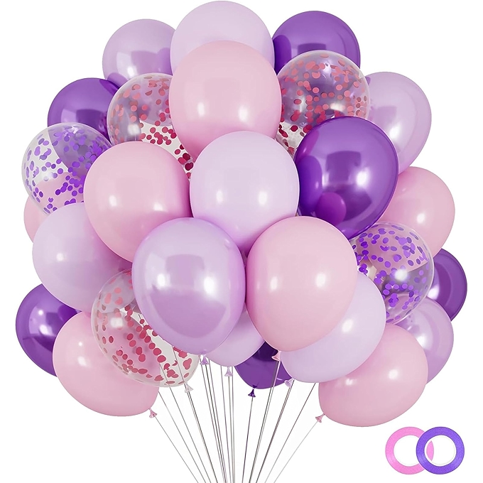 紫色和粉色气球套装，适合毕业和生日派对装饰