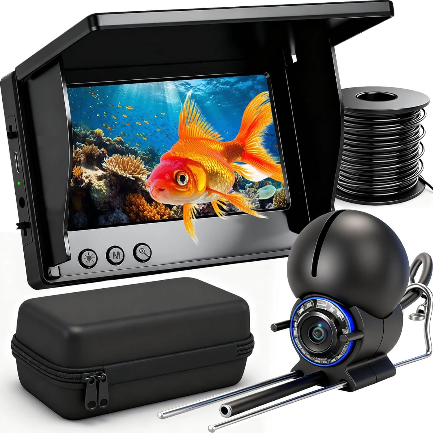 Fishing Camera, 220° Ultra-Wide 1080P HD Underwater Fishing Camera with 4.3" LCD & IR Night Vision, 50ft Cable for Ice Lake Boat Kayak Fishing