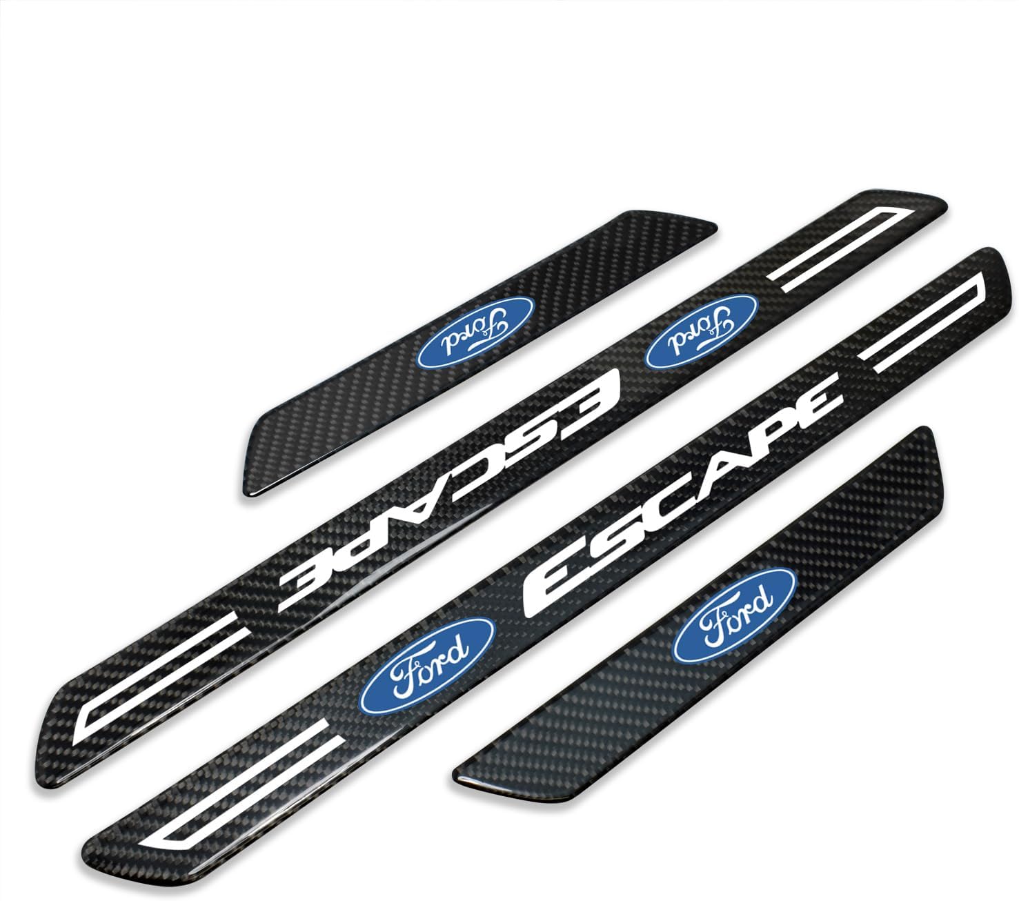 iPick Image for Ford Escape Silver Real Carbon Fiber 4 Pcs Universal Door Sill Step Protector Guard Decal Plates - Official Licensed