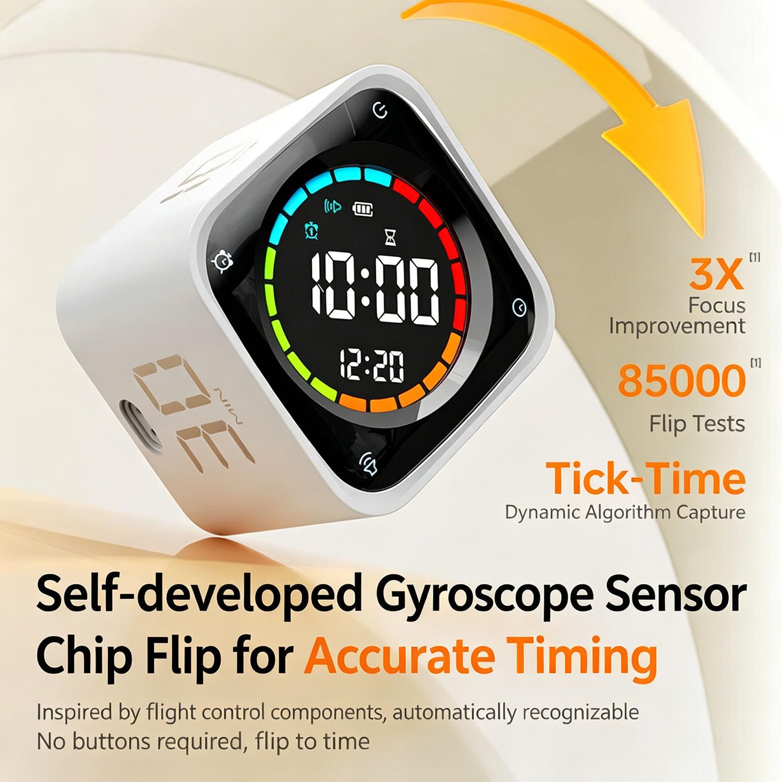 del timer con sensori peso, display LED, White B | Funzione Pomodoro automatica per la produttività, design stili semplici per bambini o adulti, focus sull ' area