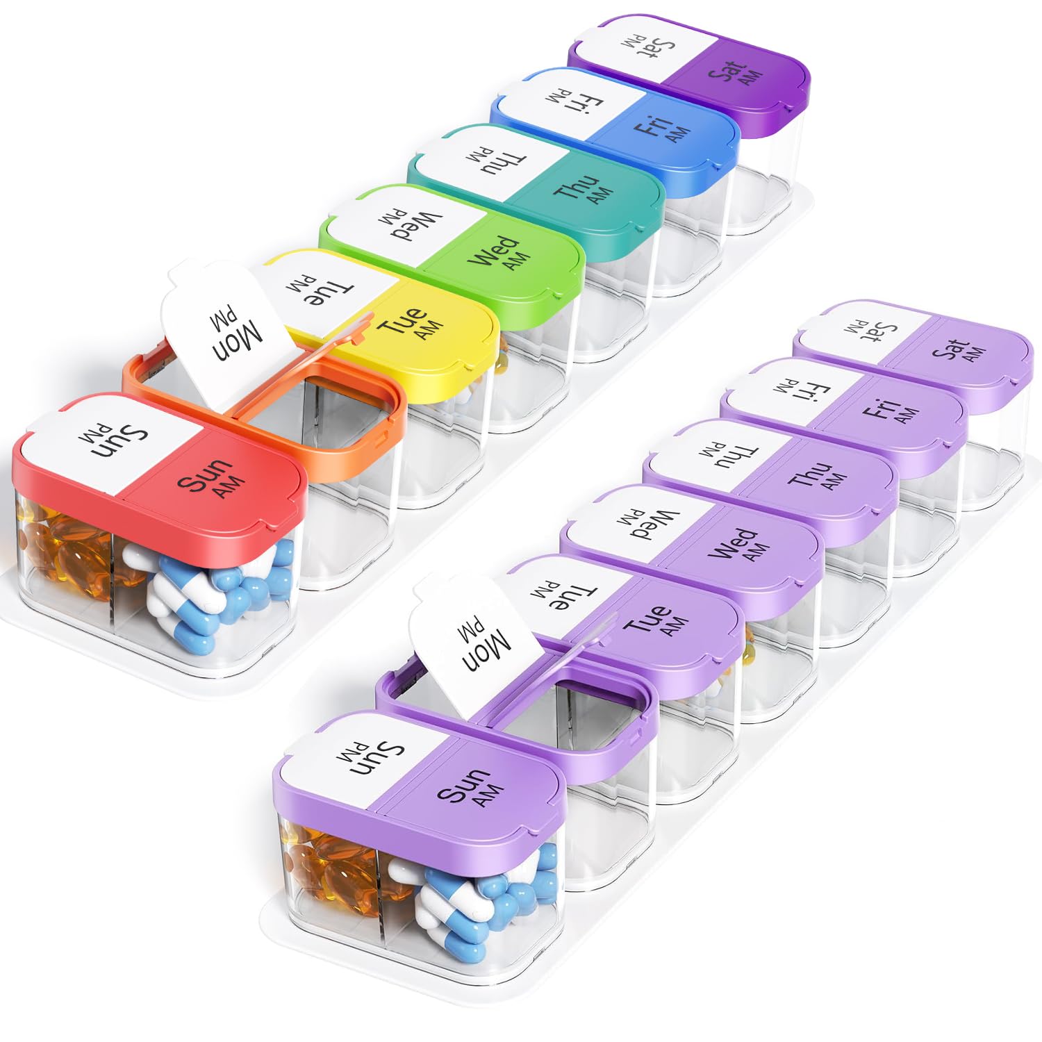 Odaro Extra Large Weekly Pill Organizer XL Pill Box 7 Day AM PM Jumbo Medicine Organizer 2 Times