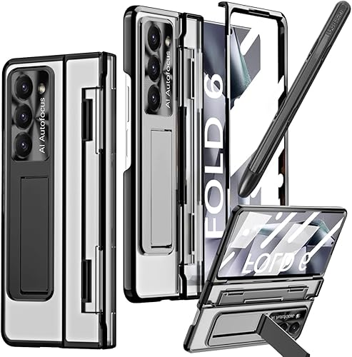 YQODSZ for Samsung Galaxy Z Fold 6 Case with S Pen Holder & Stylus, Fold6 Clear 