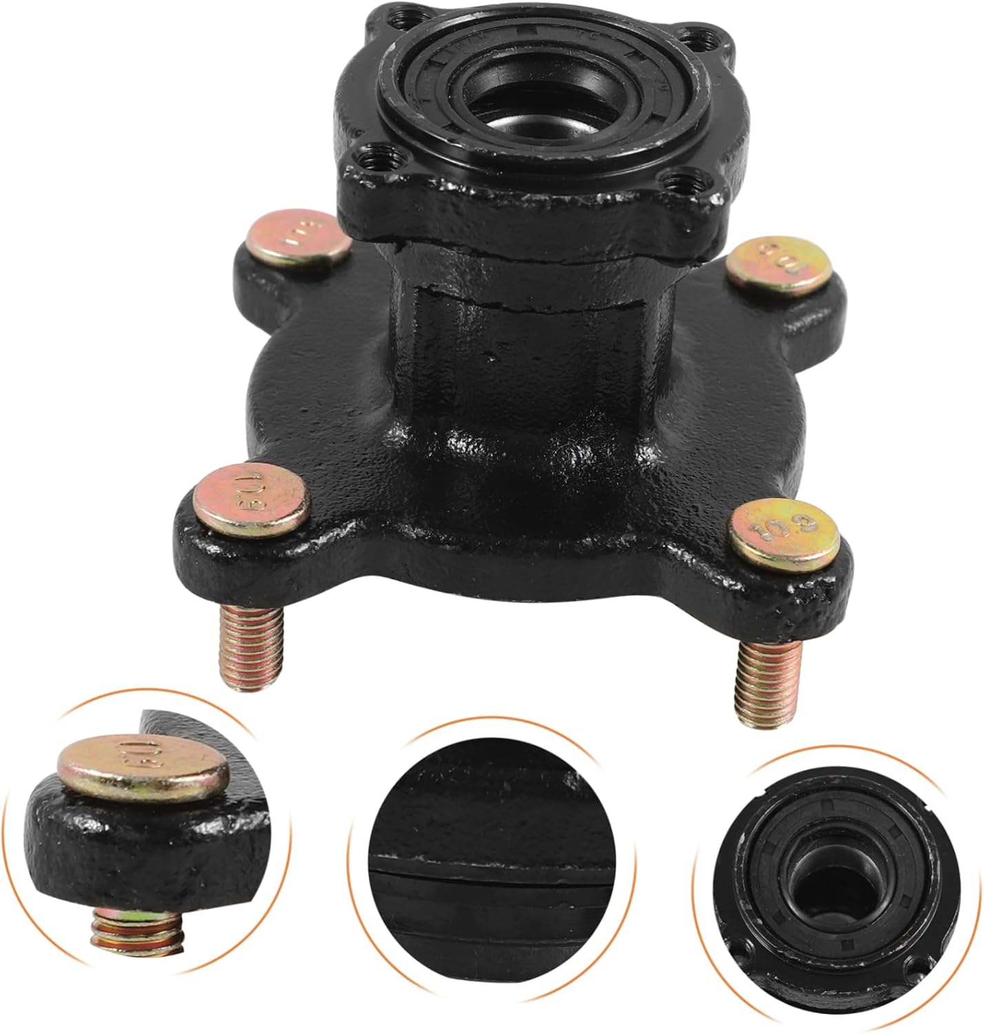 GARVALON 110cc Atv Wheel Hub Rim Bolt Pattern Front Disc for Go Kart and Quad Versatile Use Beach and Wilderness Sleek Black Design