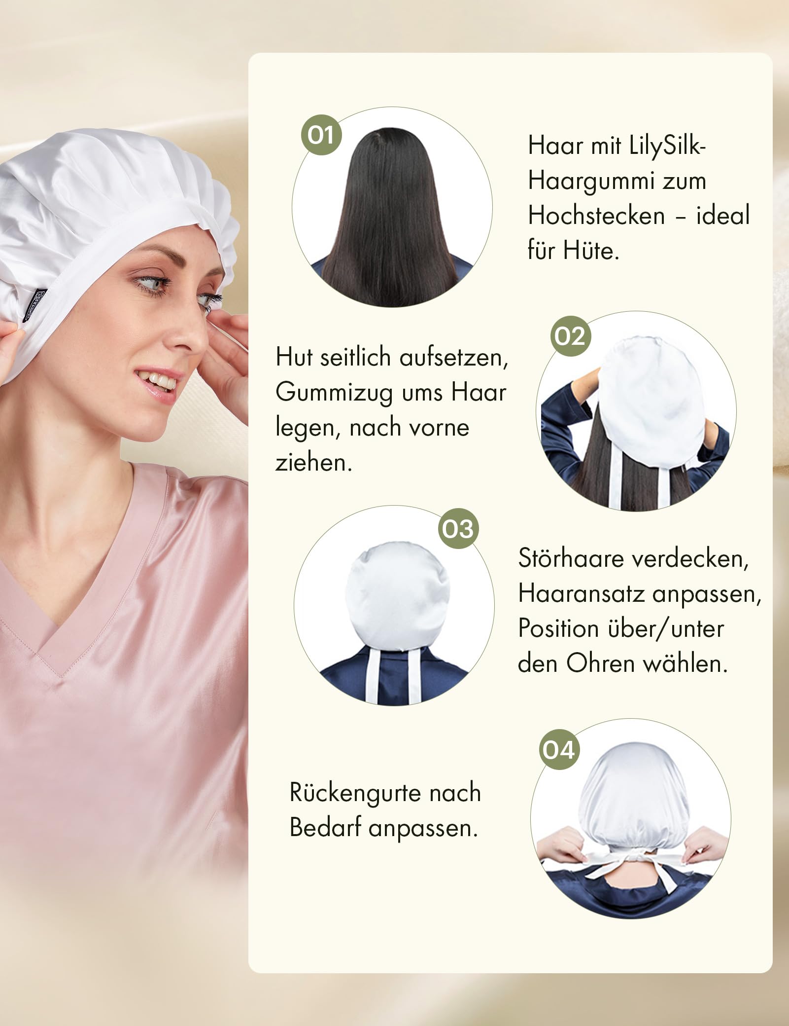 LilySilk Bonnet de Nuit en Soie pour Femme Bonnet Chapeau Bonnet De Sommeil Coiffure Soin Cheveux 19 Momme