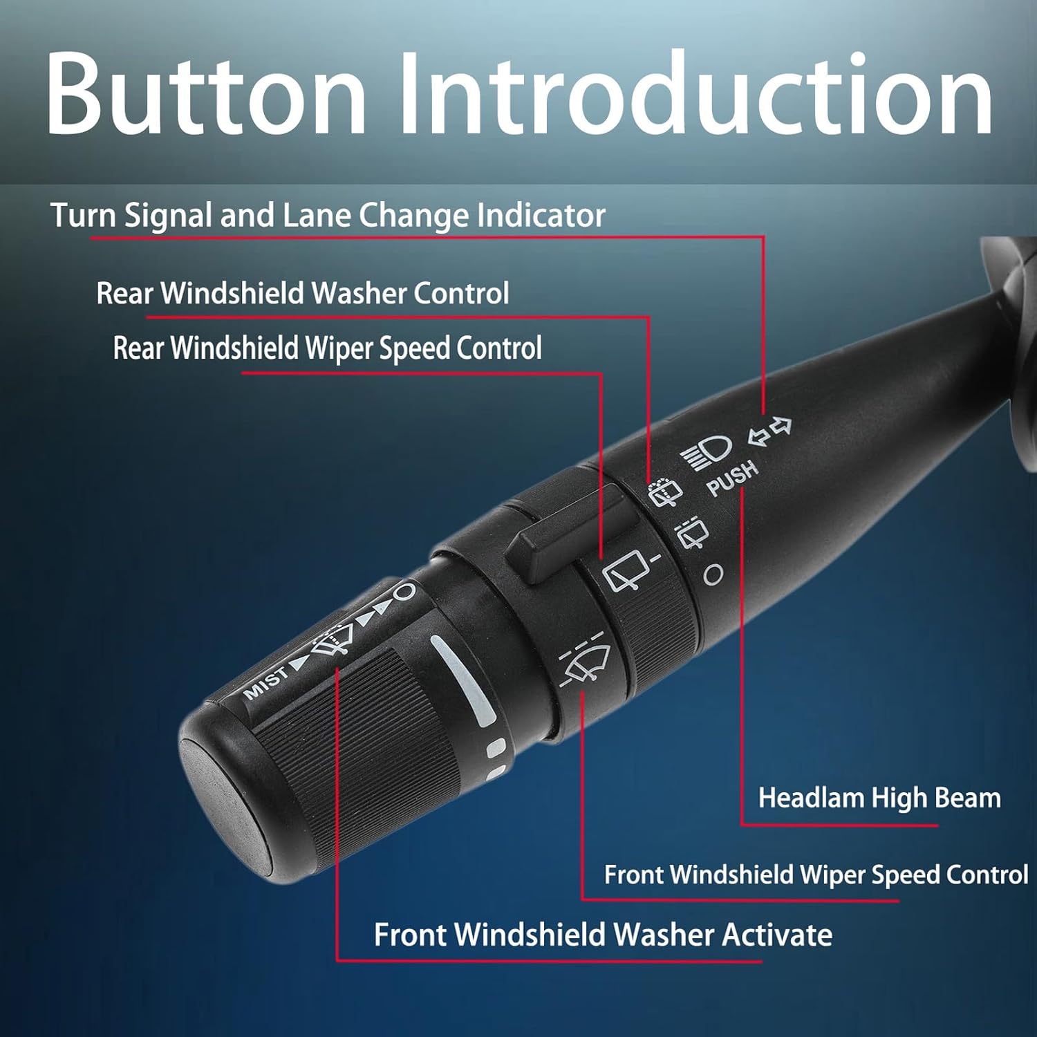 Combination Switch Headlight Dimmerwiper Compatible with 2008-2016 Chrysler Town 2008-2019 Dodge Grand Caravan Replace# 56046118AD