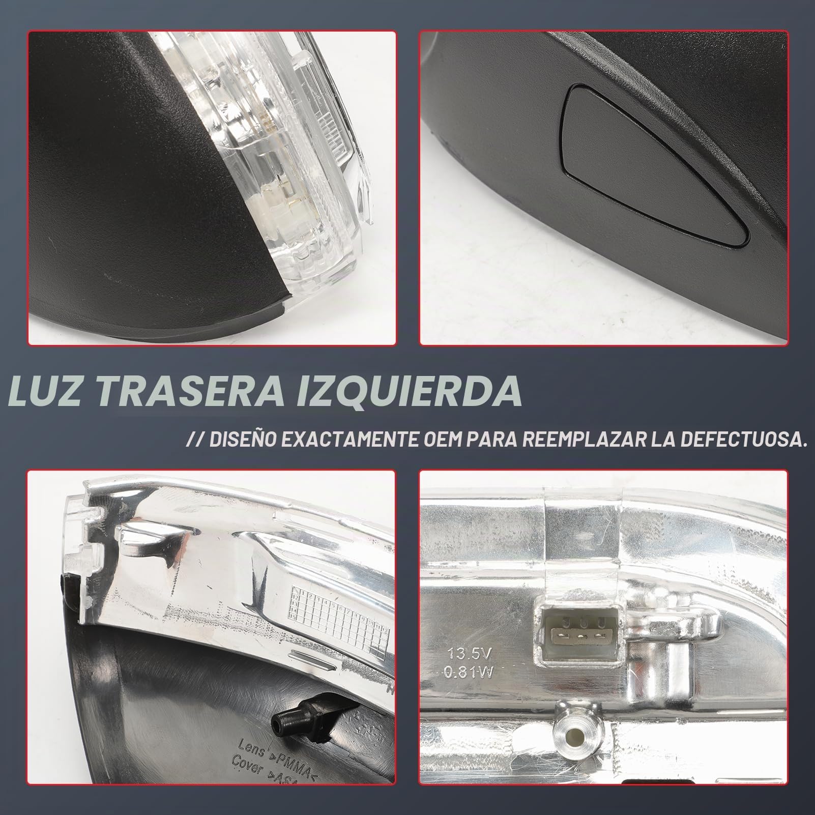 luces retrovisor lateral para Golf 6 MK6/GTI / R20, Intermitentes de espejo retrovisor para Tou-ran 2011-2015 5K0949102 (derecho - lado del pasajero)