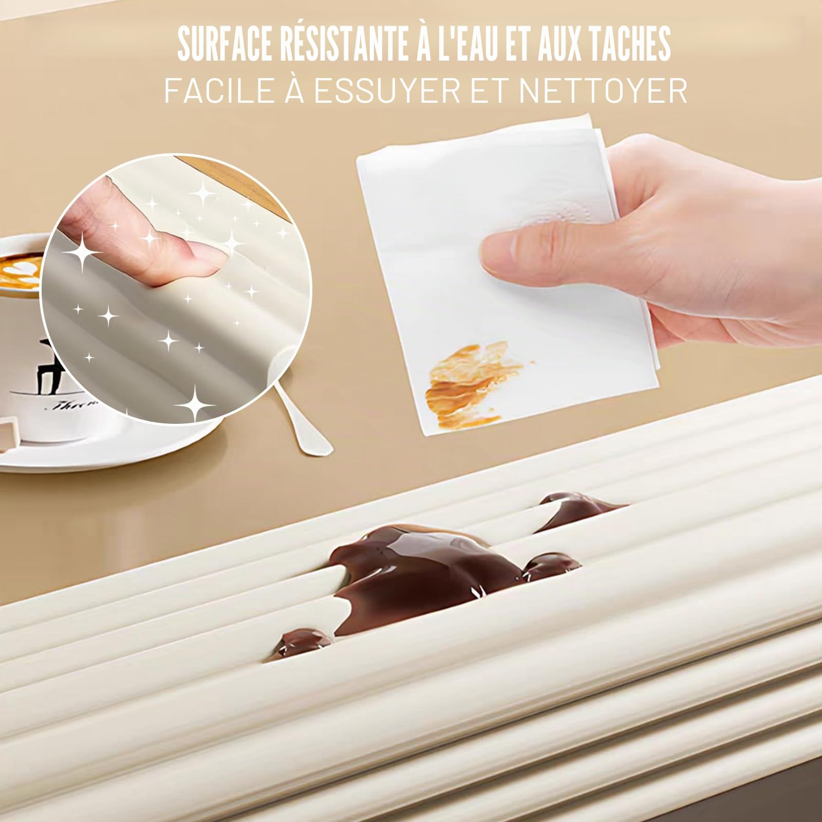 Protection des Bords en Mousse pour bébé, Protection des Coins de Table, Protection des Bords autocollante pour Enfants, lit, Rebord de fenêtre et Bureau, Meubles (Blanc., 5M X 8CM)