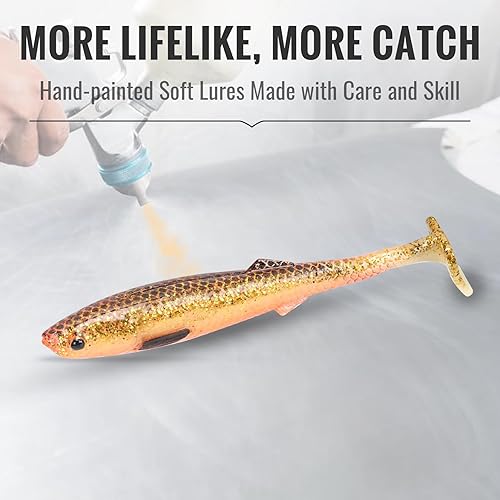 Miniatura 10 de TRUSCEND Easy Catch Pre-Rigged Soft Lures, Unique Vibrating Swim Action and Trembly Sinking Move for More Bites, Amazing Soft Swimbait for Family