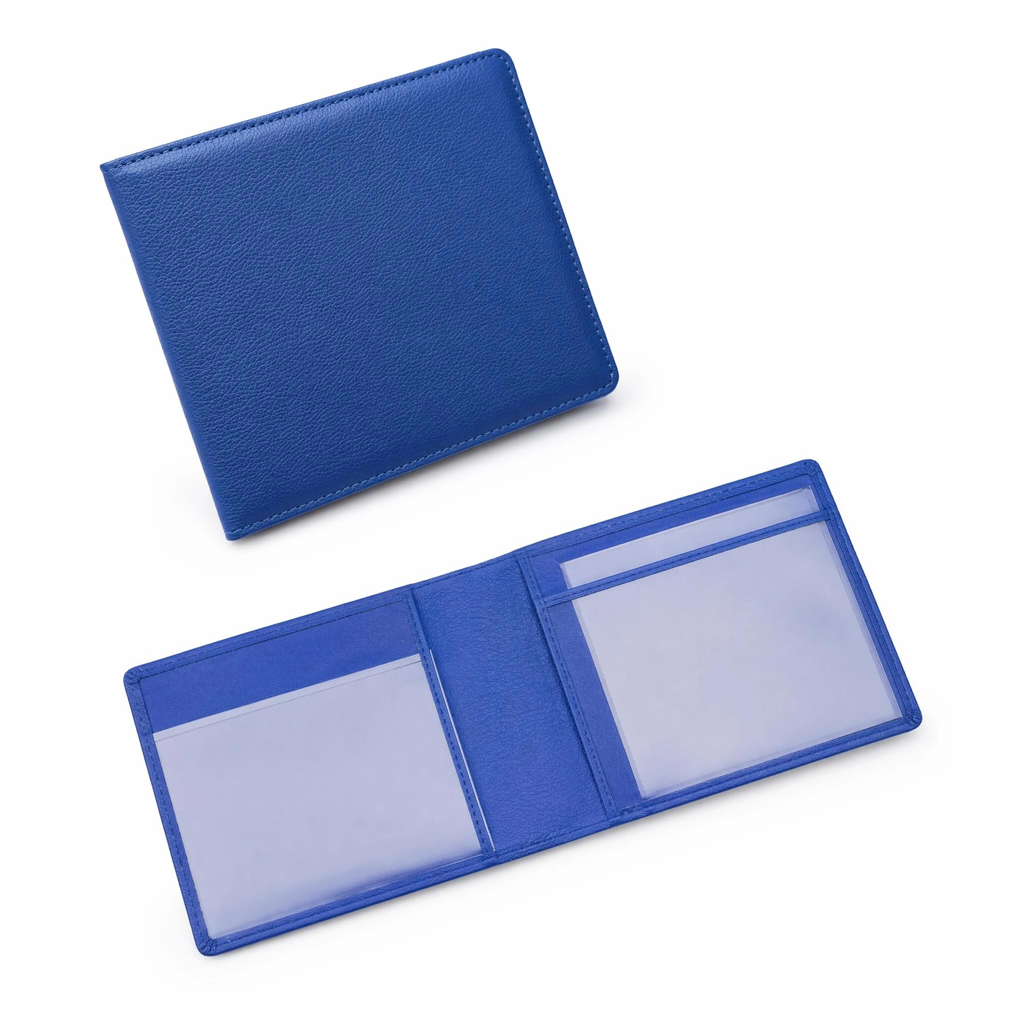Badge Holder Wallet with Parking Clock Holder, Premium PU Leather Disabled Badge Holder Protector, Clear Display Windows, Protective Wallet Case for Disabled Parking Permit & Timer, Blue