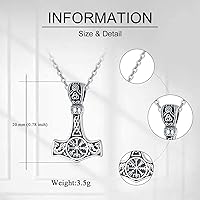 Vista 6 de VONALA Collar gótico de plata de ley 925, daga punk, martillo de Thor, punta de flecha, lobo, león, árbol de la vida, collar con colgante de urna