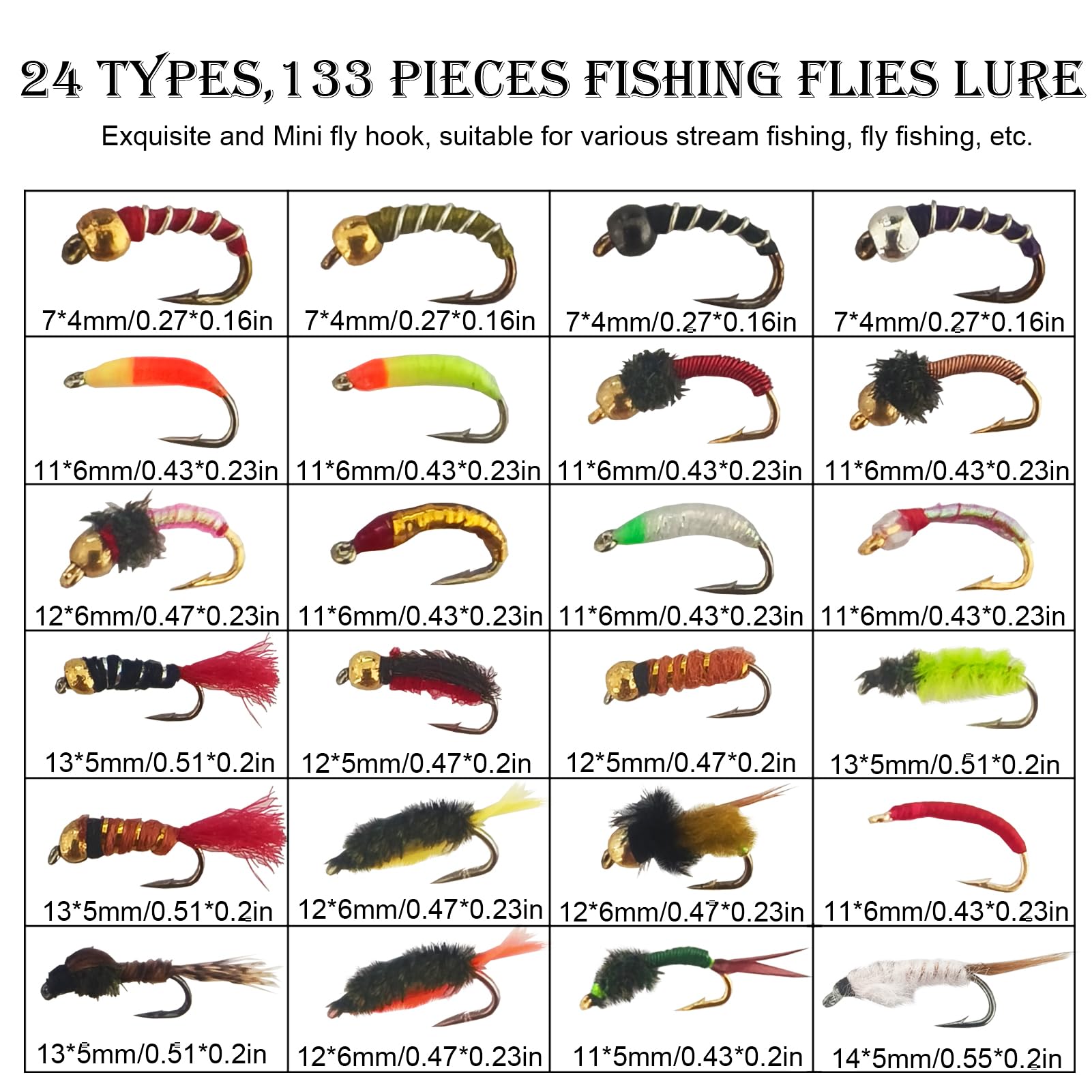 Fliegenfischen Fliegen Set, 134Stk Forellenköder mit Fliegenbox, Trockene Nasse Fliegen Fishing Lures, Nymphen, Streamers, Popper