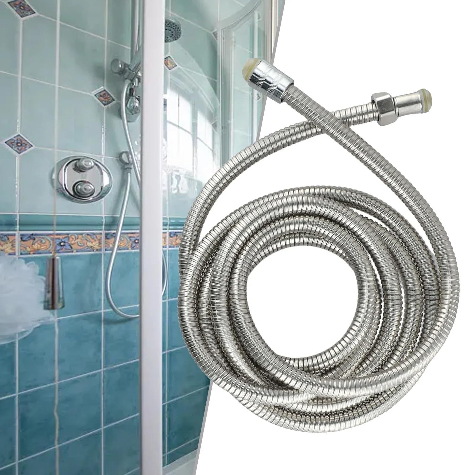 Flessibile for doccia flessibile in acciaio inossidabile con lunghezza 3/4/5 metri for tubo idraulico di prolunga for uso domestico per Bagno(5M)