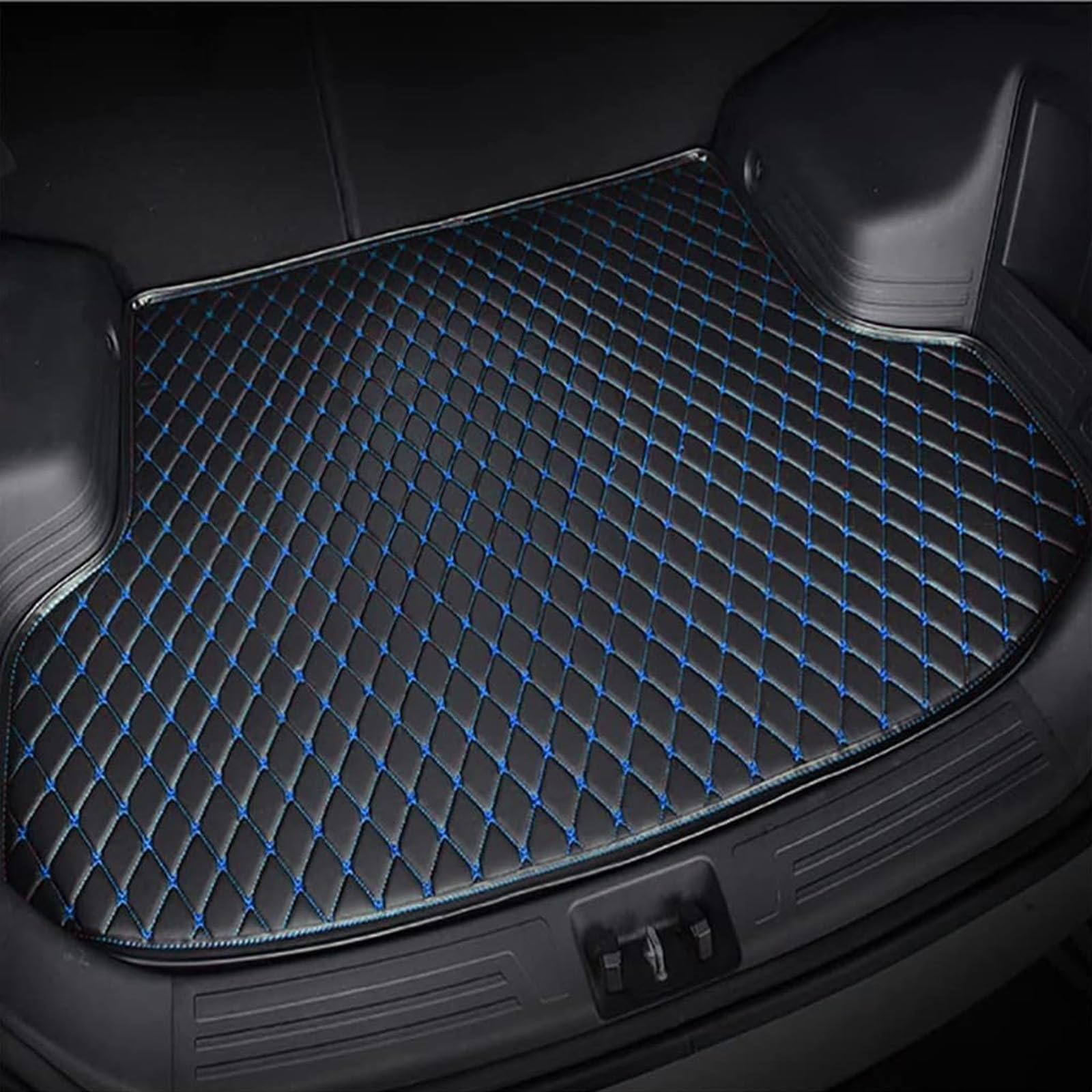 Motario Car Trunk Mat For Mercedes Benz Classe GLE W167 V167 SUV 5 Posti 2020-2026, Leather Custom Cargo Mat All-Weather Waterproof Anti-Slip Protector Interior Accessories, B/Black Blue