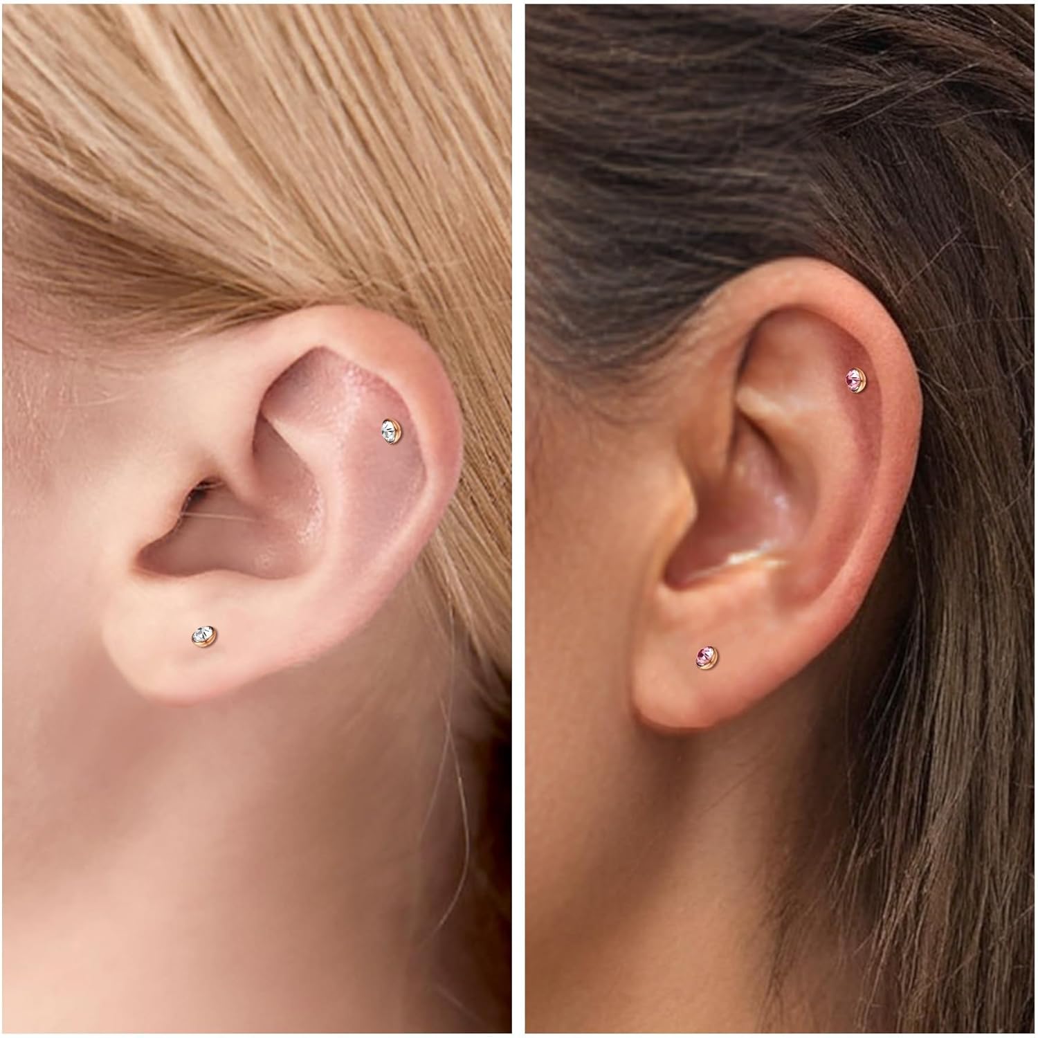 Zolure 16G Internal Thread Earrings Studs Flat Back CZ Piercing Jewelry Tragus Cartilage Labret Helix Lip Ring Conch Medusa - Image 3