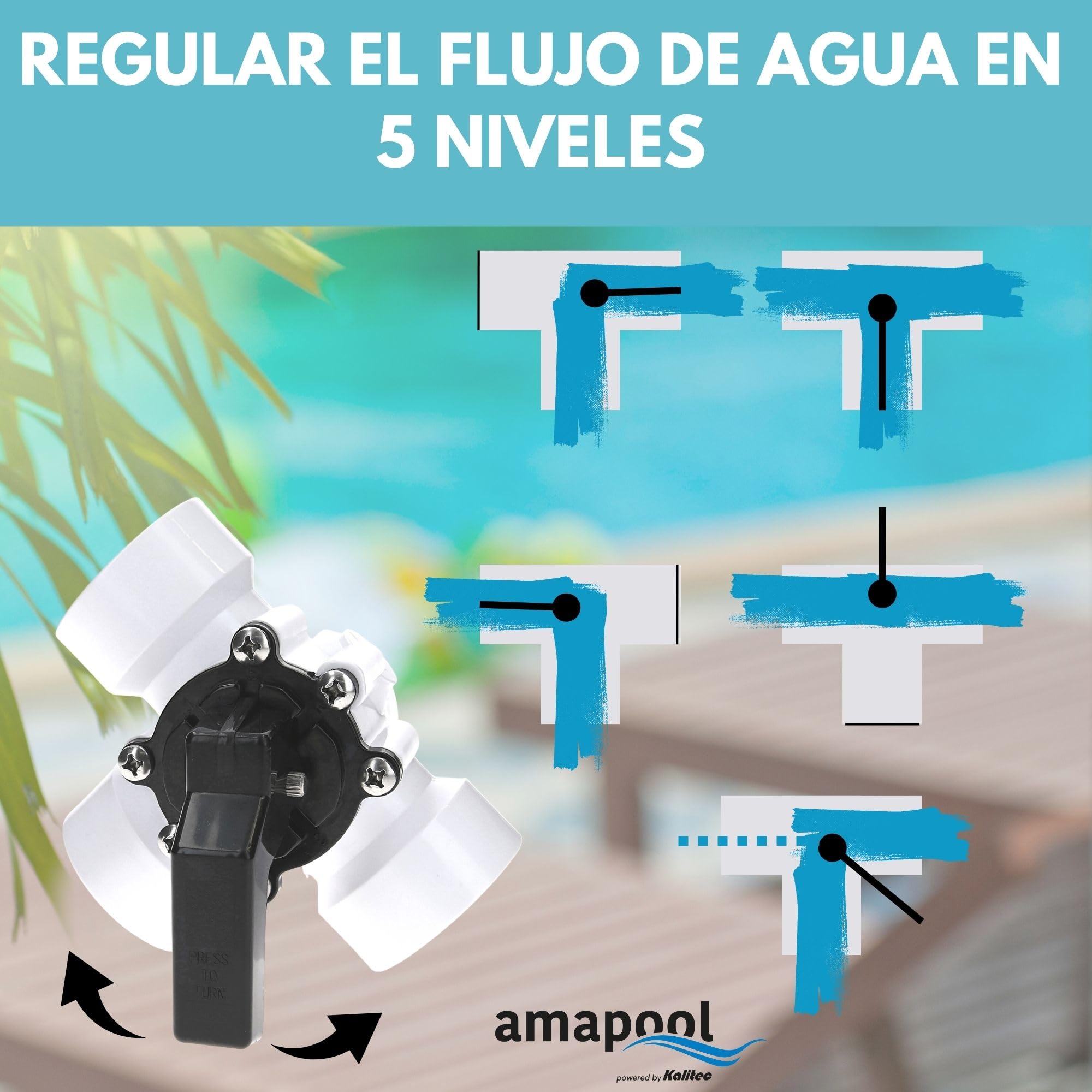 Amapool Kit de Bypass Piscina 12 piezas I Juego para calefacción de piscina y sistema de filtro de arena I Válvula de 3 vías piscina I Juego de conexión piscina