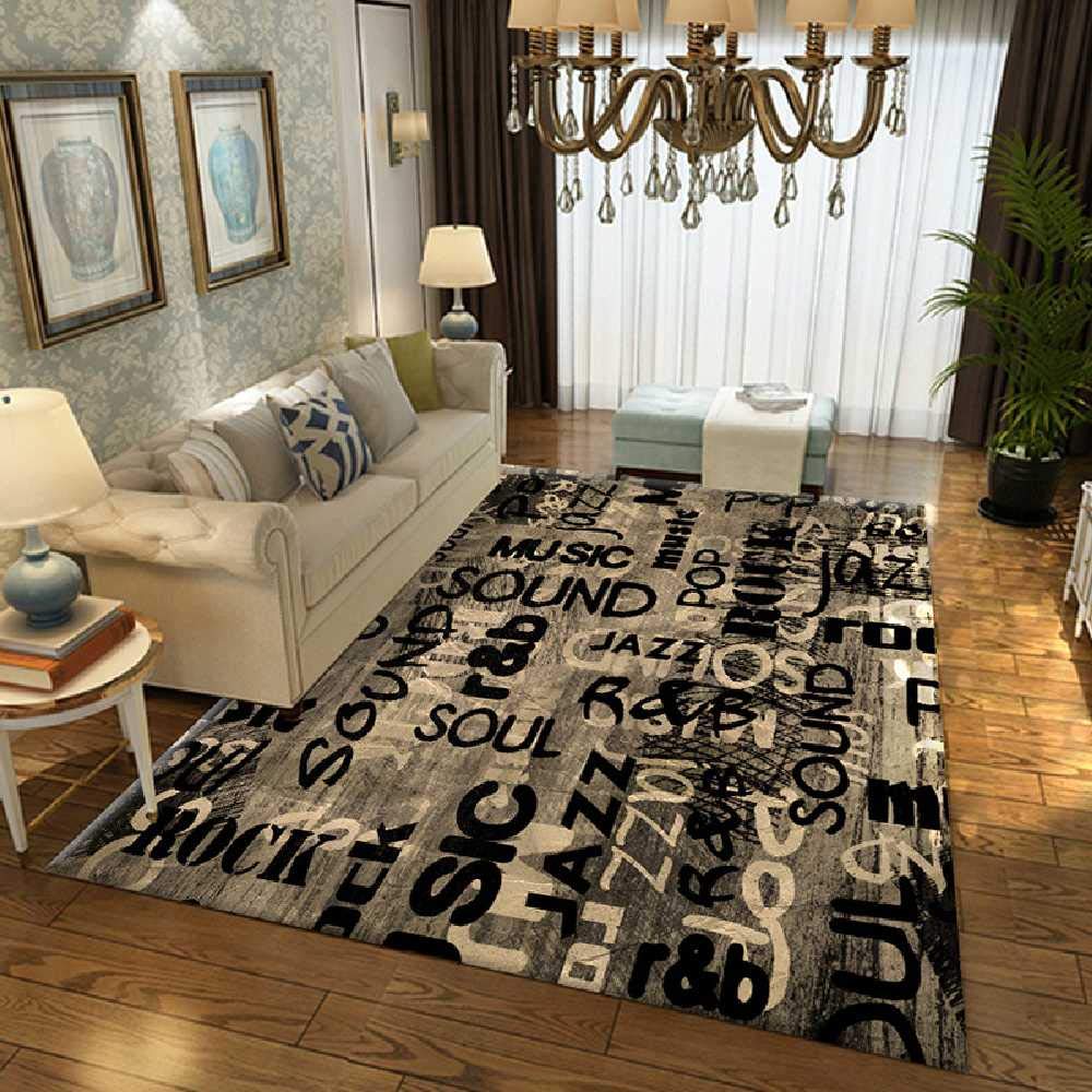Tapis chambre rectangulaire au motif de lettres pour creer un coin lecture cosy