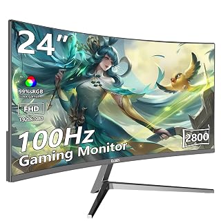 24 inch Curved Monitor FHD 1920x1080p 100Hz Refresh Rate 16:9 Aspect Ratio Ergonomic Tilt Home Office Gaming Monitor Sync Visual Experience for Work & Play Support Wall Mount Install - Amazon product rated Grade A