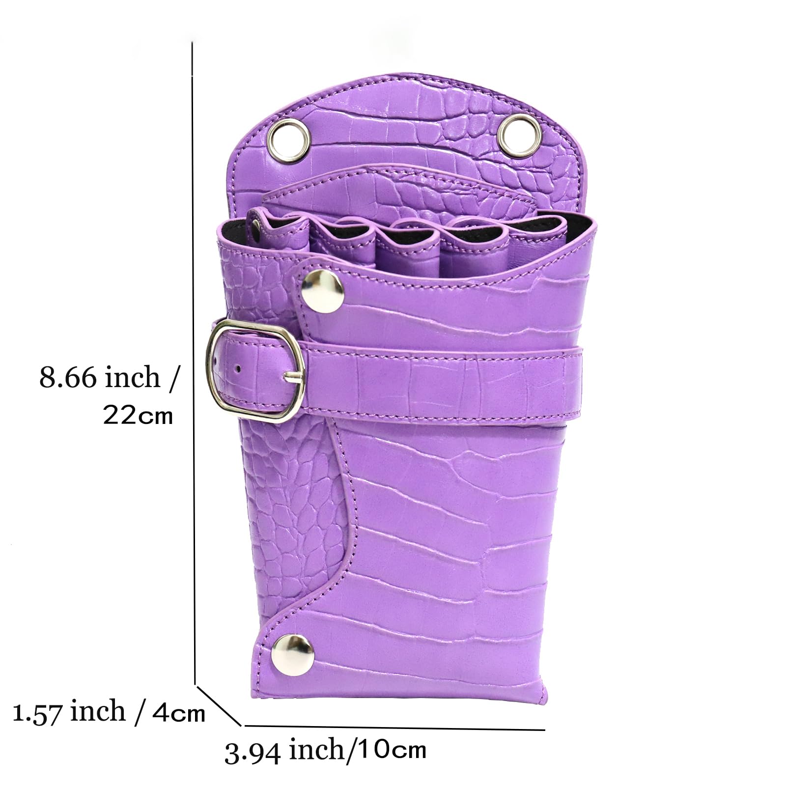 Scissors Pouch PU Leather Salon Barber Hairdressing Scissors Holster Hair Stylist Tools Bag(Purple)