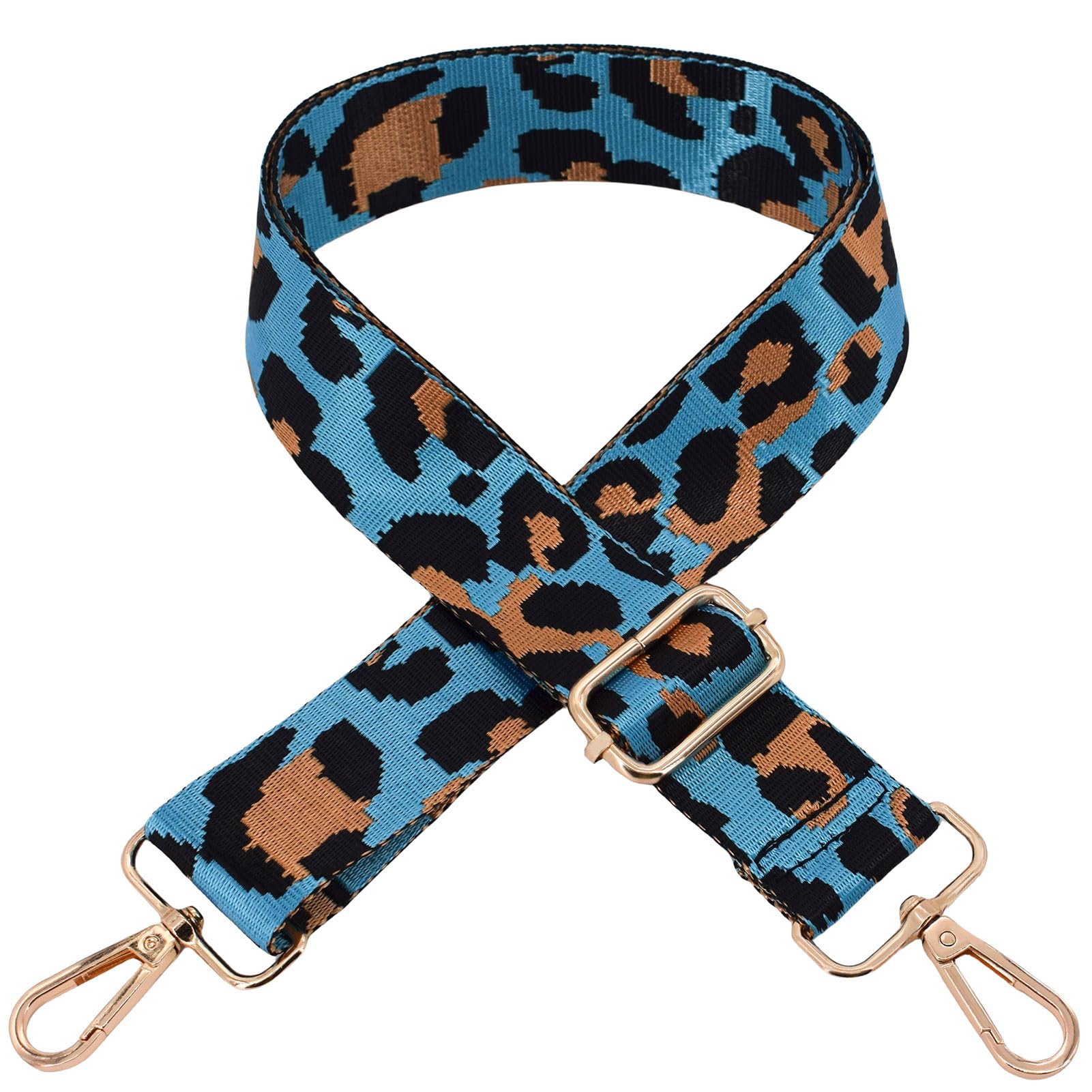 ROYGBCP Wide Leopard Purse Strap Replacement - Wide Adjustable Crossbody Shoulder Belt Handbag Strap with Gold Metal Buckle