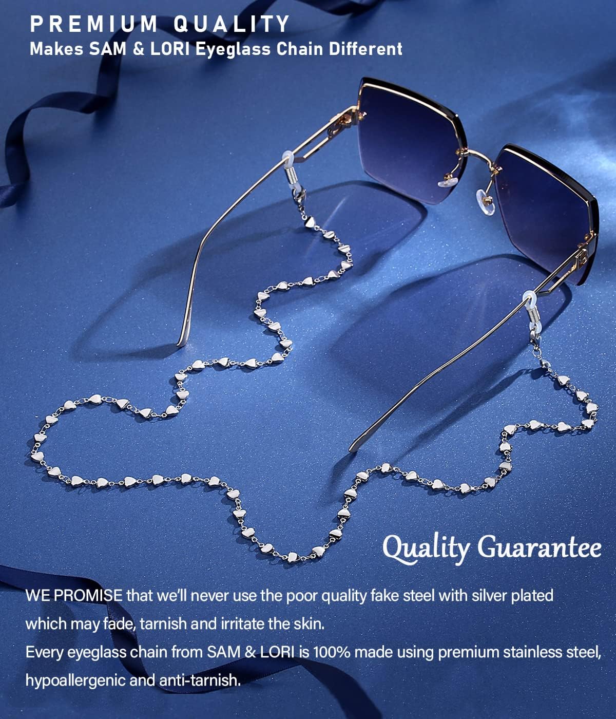 SAM & LORI Stylish Eyeglass Chain for Women-Silver/Gold/Rosegold/Black image 3