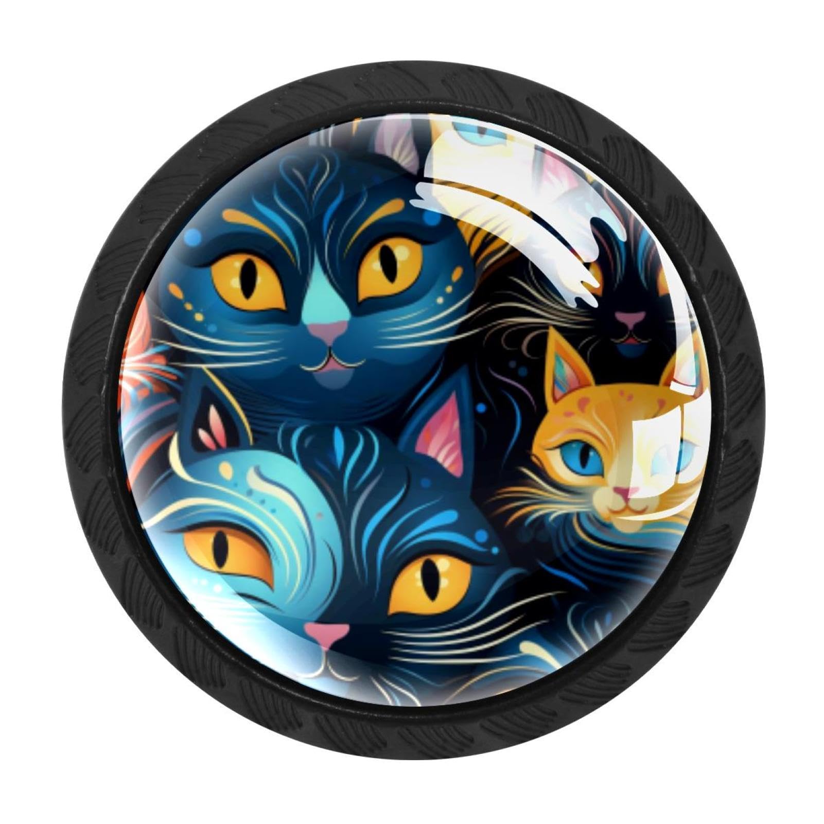 Chenzzzz Multicolored 01 Cat Drawer Knobs Pull Handle Crystal Glass Circle Shape Cabinet Drawer Pulls Cupboard Knobs With Screws For Kitchen Cupboard Dresser Wardrobe Etc