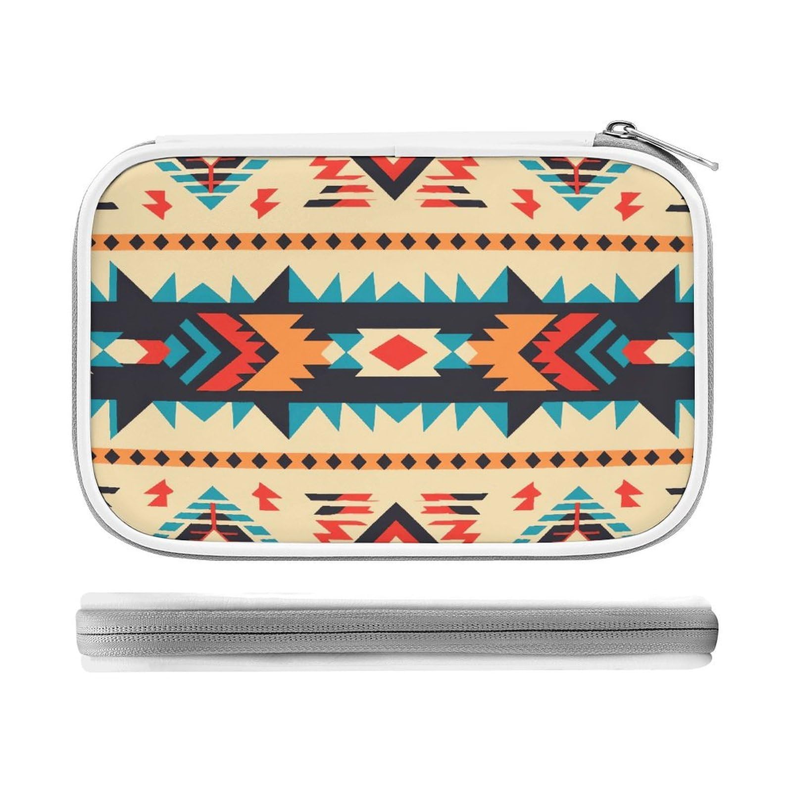 Fodpand Women's Style Large Capacity Pencil Case For Adults - Durable Pu Leather Native American Pencil Pouch With Zipper Portable Travel Makeup Bag Mini Cosmetic Bag For Office, Travel