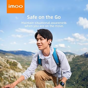 imoo E5 Open Earbuds, Wireless Headset Mic Noise Cancelling, Bluetooth Sports Earphones, Clip on Earbuds for Comfort, Up to 30 Hours of Battery Life(White)