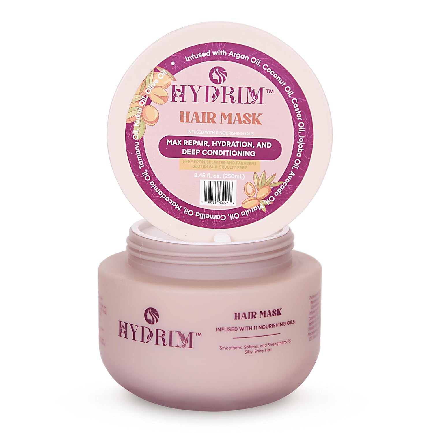 Hydrim™ Botanical Hydrating Hair Mask for Damaged Hair – Max Repair & Deep Hair Conditioner – Hair Moisturizer, Infused with Argan Oil Plus 10 More Nourishing Oils – Fresh Floral Aroma, 8.45 fl oz - Image 9