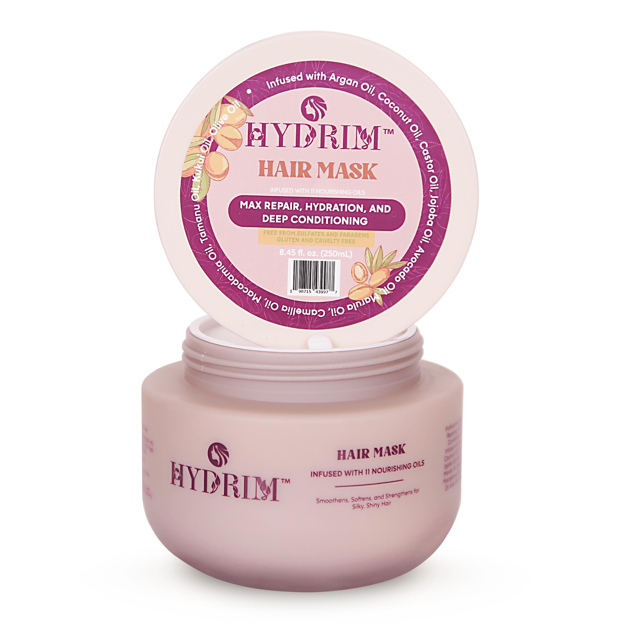 Mascarilla hidratante botánica para cabello dañado - Reparación máxima y acondicionador de cabello profundo - Hidratante para el cabello, infundido con aceite de argán más 10 aceites nutritivos