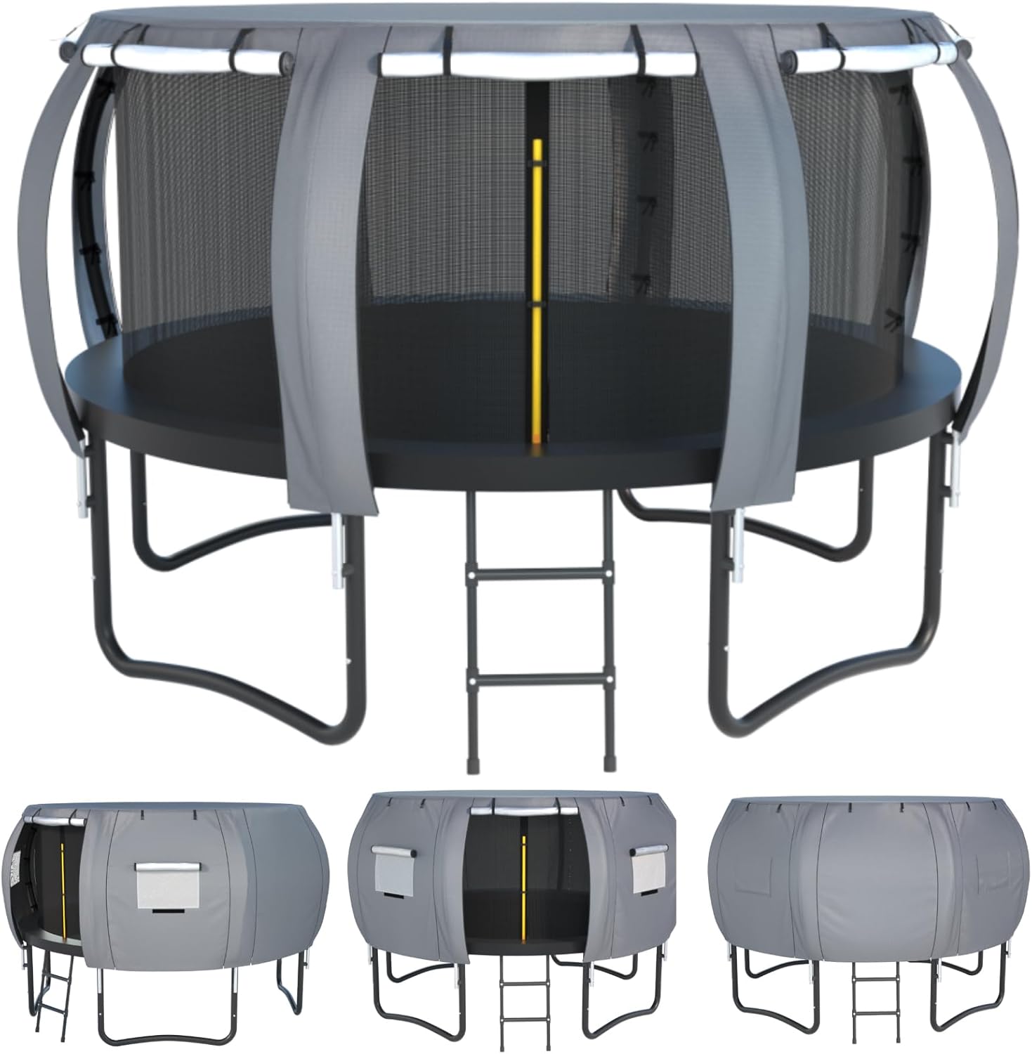 Round Trampoline Tent 14FT (Tent only) Trampoline Sunshade Cover Oxford Fabric- Suitable for 8-Pole Round Trampolines- Outdoor Trampoline Accessories-Easy to Install- Grey