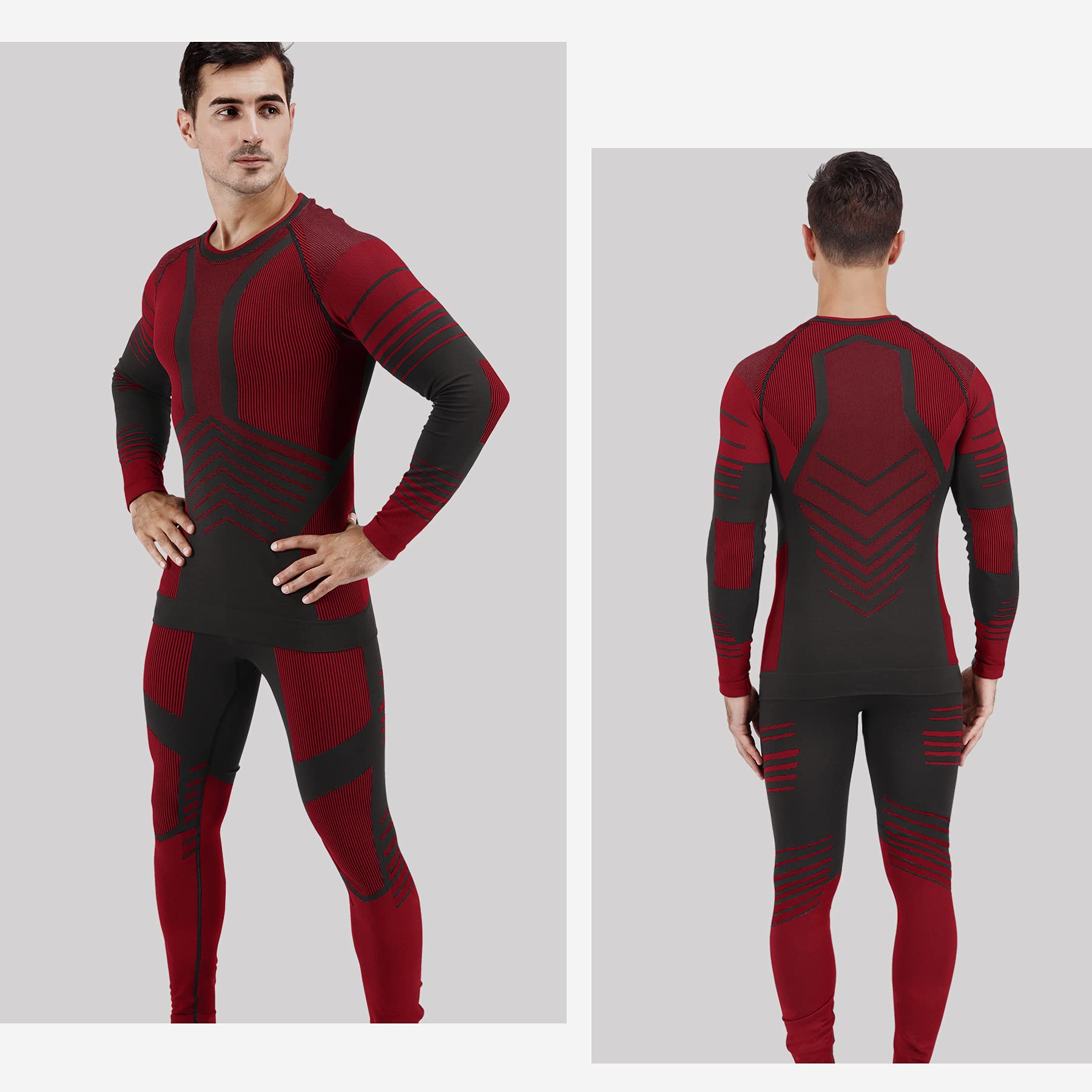 MEETYOO Biancheria Intima Termica Uomo, Intimo Termico Invernale Maglia Termici Pantaloni Base Layer per Sci Corsa Ciclismo