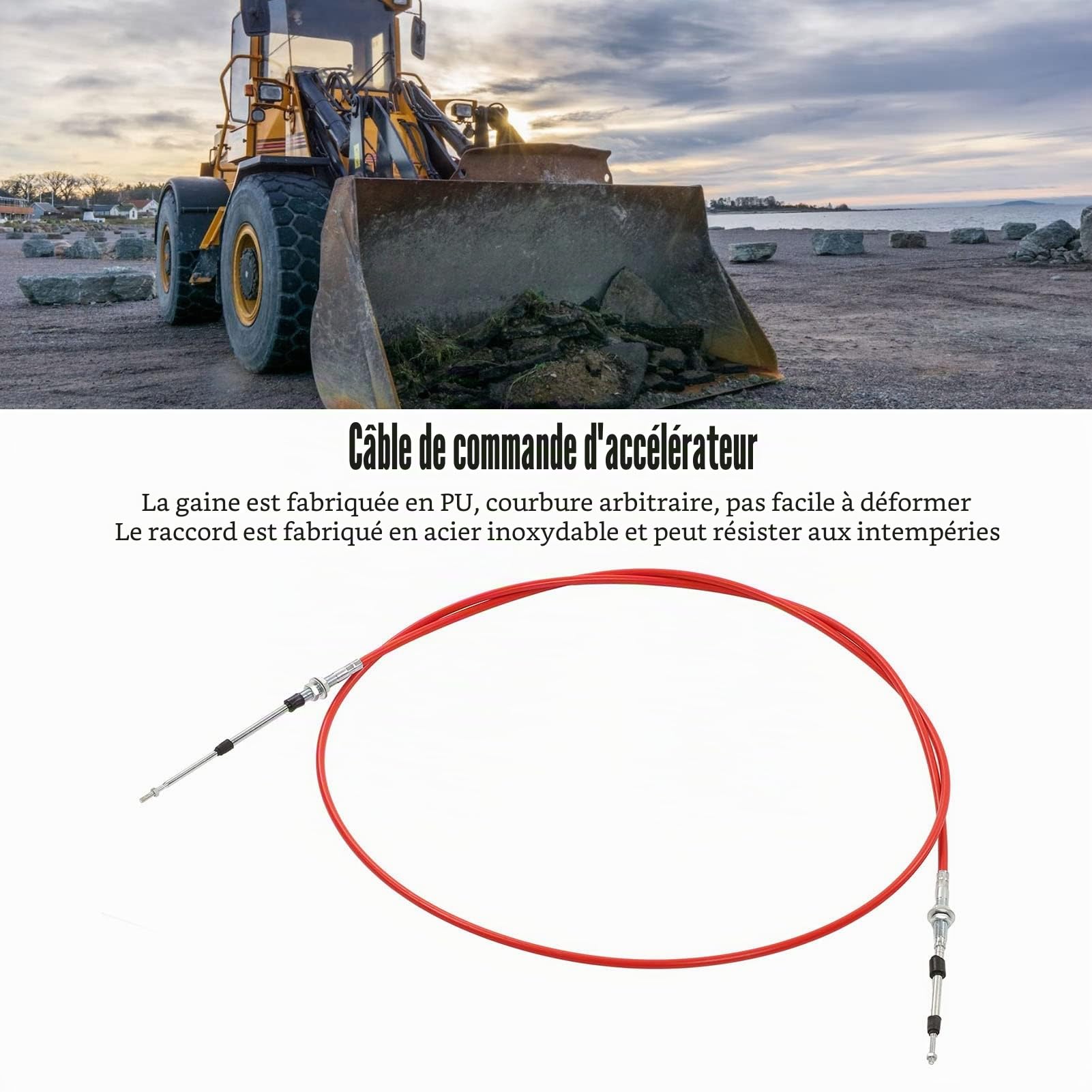 Câble de Commande de Moteur D'accélérateur D'excavatrice Gaine en PU Câble D'accélérateur Pliable en Acier Inoxydable Câble de Changement D'accélérateur pour Pelle EX200 1