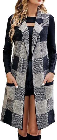 Plaid sweater coat womens Clearance