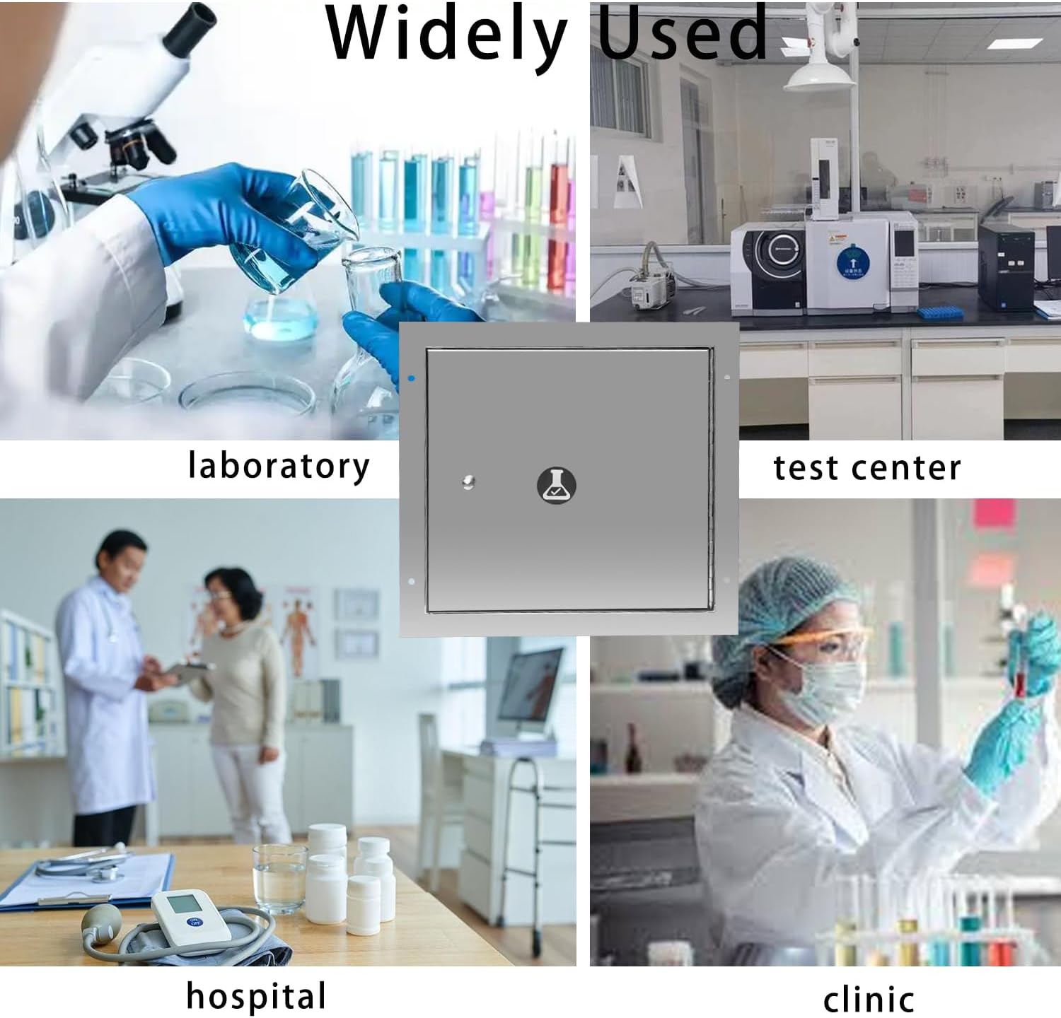 Pass Through Specimen Cabinet Stainless Steel Specimen Box with Pass Tray and Dual Sided Access Window Doors