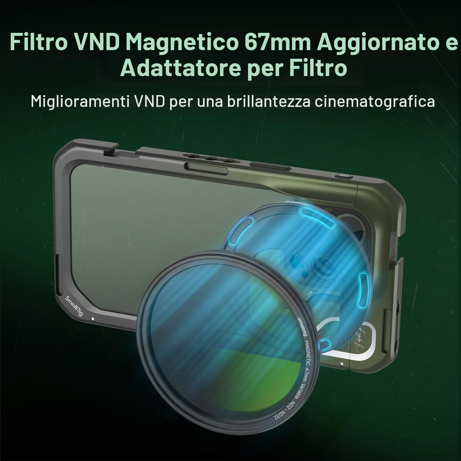 SMALLRIG x Brandon Li Mobile Video Kit per iPhone 15 Pro Max con Maniglie a Sgancio Rapido Wireless, Filtro VND Magnetico da 67 mm Migliorato, Adattatore per Filtro da 67 mm - 4407B