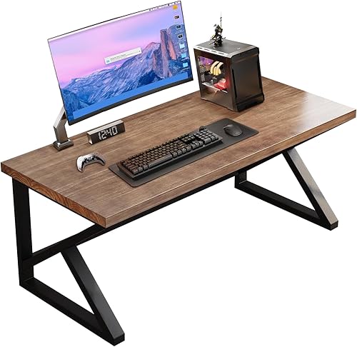 Vista 6 de Escritorio de madera maciza para computadora de 55 pulgadas, escritorio grande de oficina para el hogar, escritorio simple moderno largo, escritorio