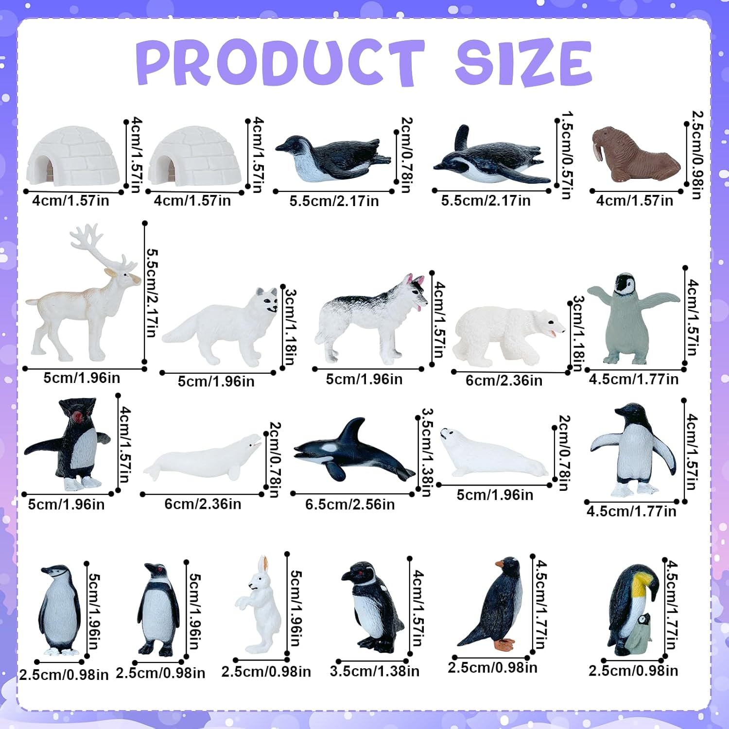 41 Pcs Arctic Animals Figurines Set Diorama Kit Includes 21 Polar Animals Figurines 16 Mini Pine Trees 1 Fake Snow Blanket 2 Foam Boards 1 Blue Tissue Paper Artic Diorama Supplies School Winter Decor