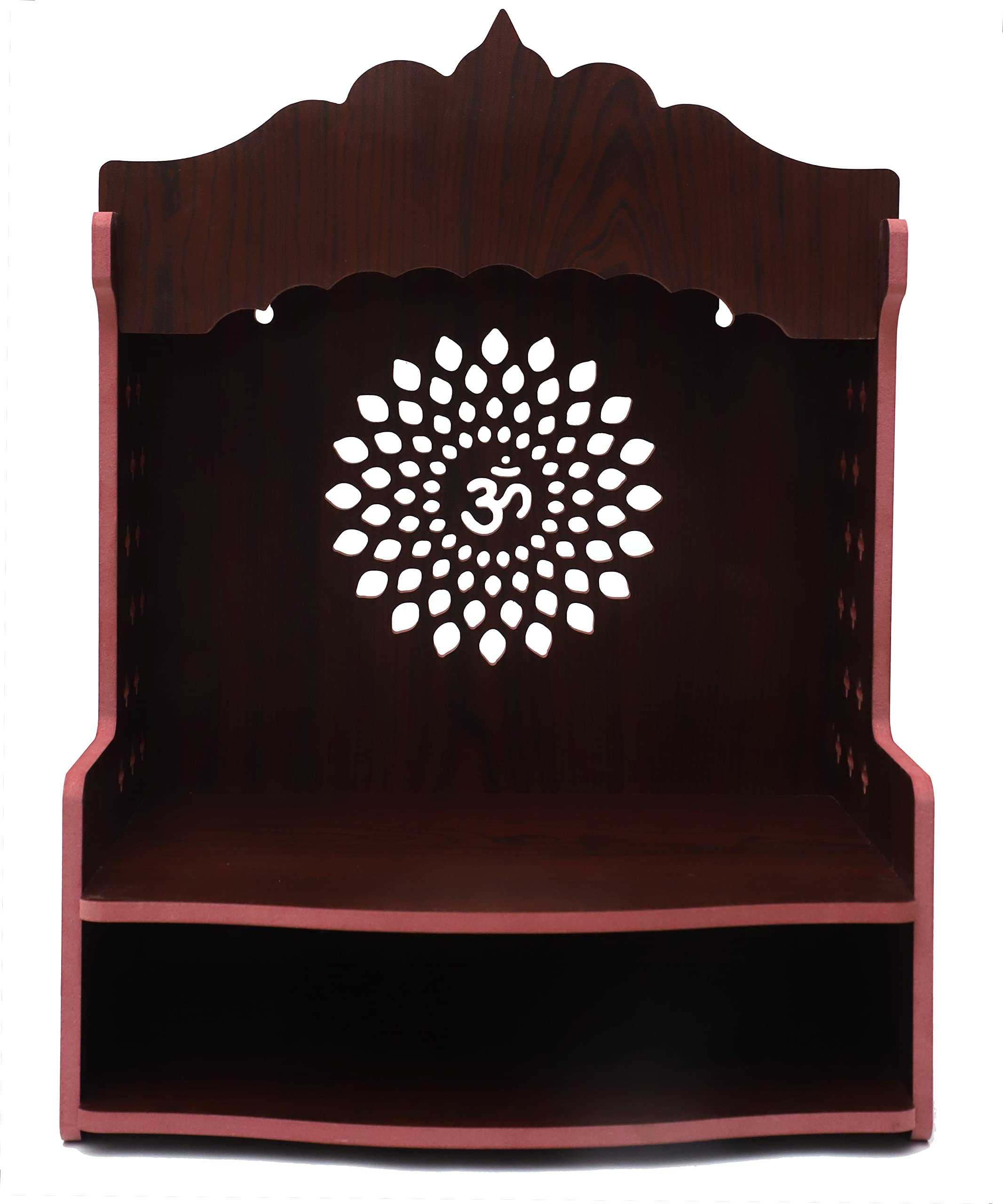 Templo de madera MDF Pooja Mandir casero DIVOKAH BR OMLEAF de 8 mm
