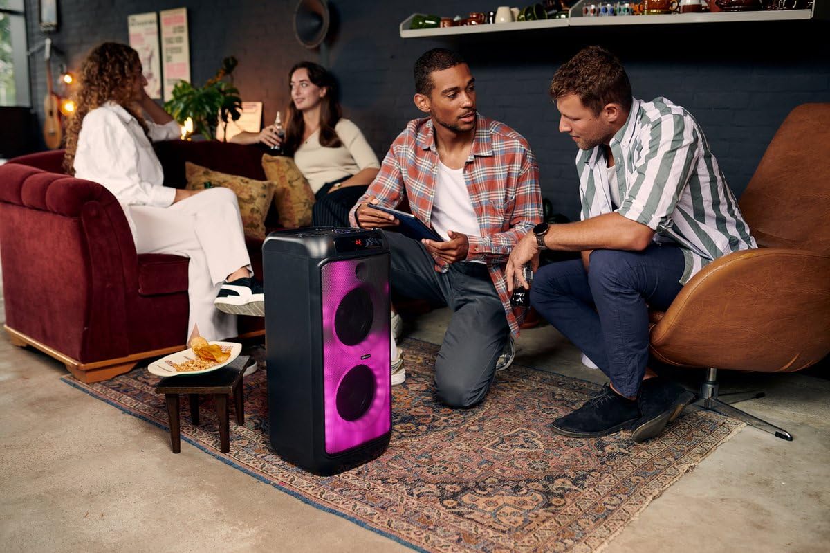SALORA PARTYBOX400 Cassa Bluetooth Portatile Potente 400W con Luci LED | Speaker Potente, 5+ Ore Autonomia, USB/SD/Microfono | Per Feste, Eventi e Esterno | Cassa Amplificata Portatile Nero