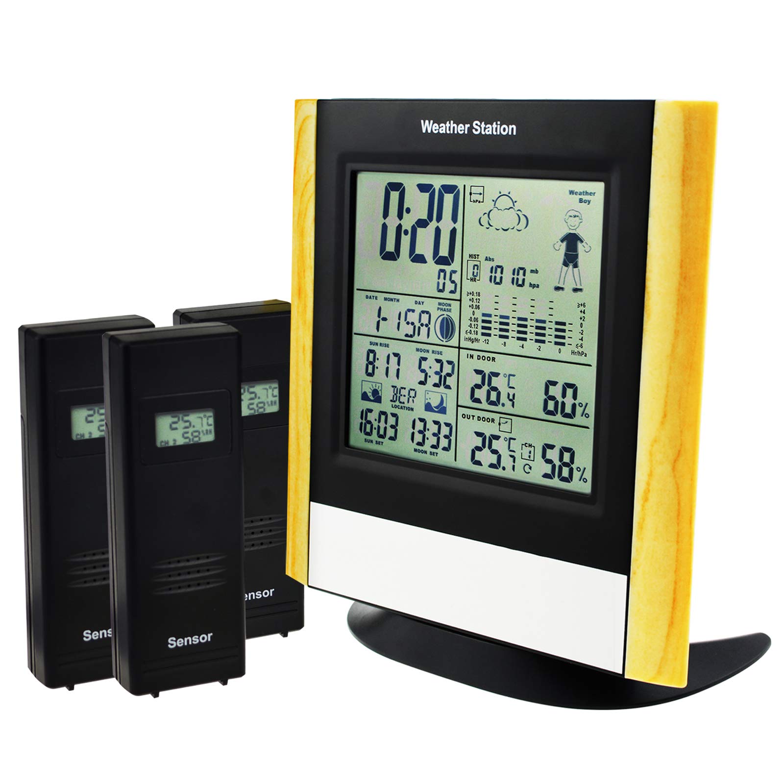 Buy DANOPLUS 3 Sensor Indoor/Outdoor Wireless Weather Station DCF RCC