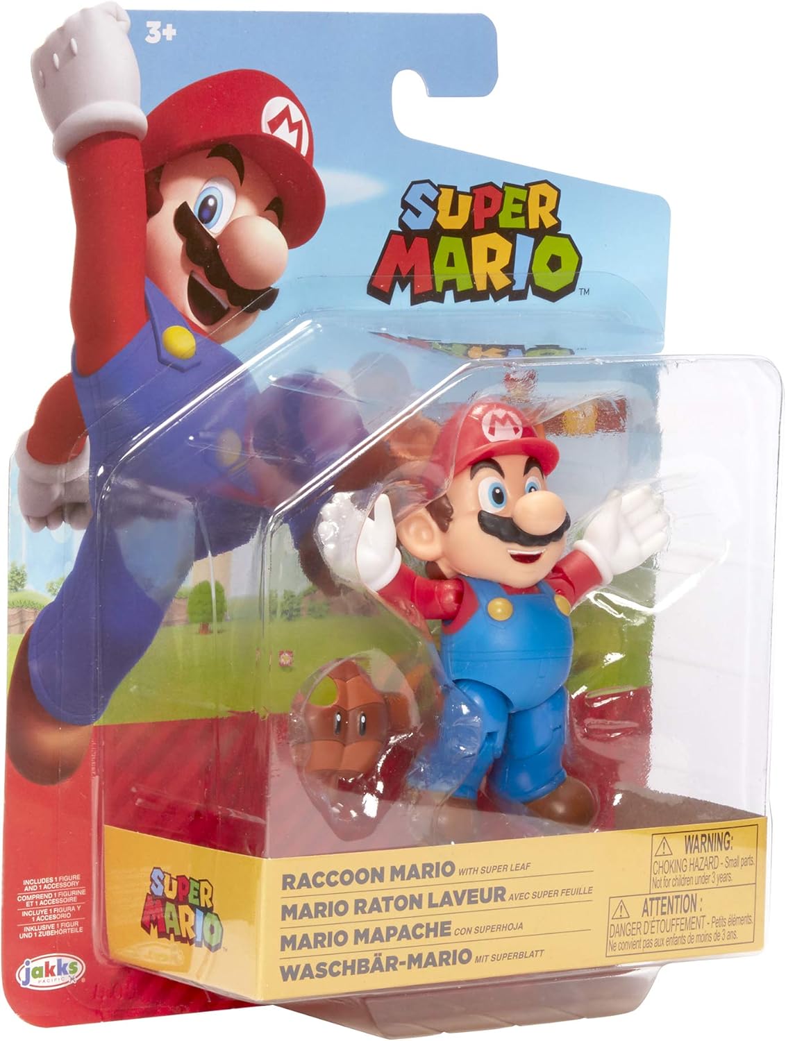 Super Mario Collectible Raccoon Mario 4" Poseable Articulated Action Figure with Leaf Accessory, Perfect for Kids & Collectors Alike! for Ages 3+ - Image 8