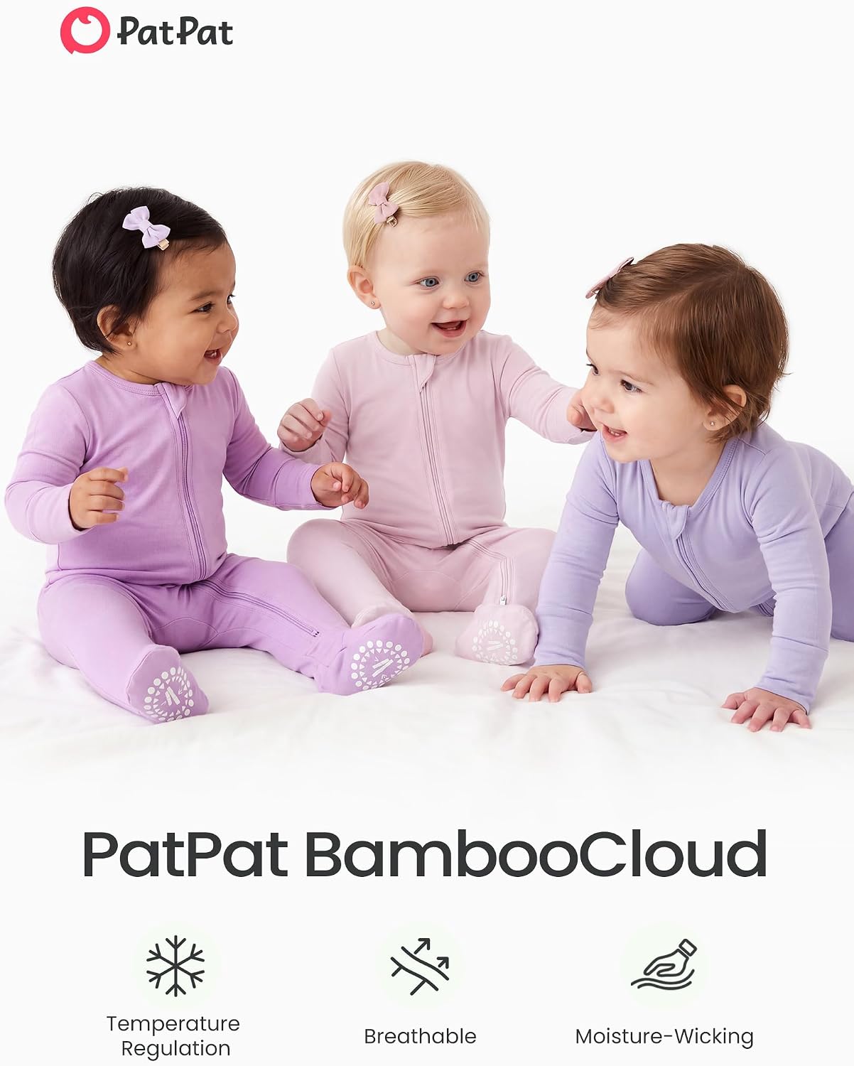  3 Pack Bamboo Viscose Baby Footed Pajamas with Anti-Grips, NB-2T thumbnail