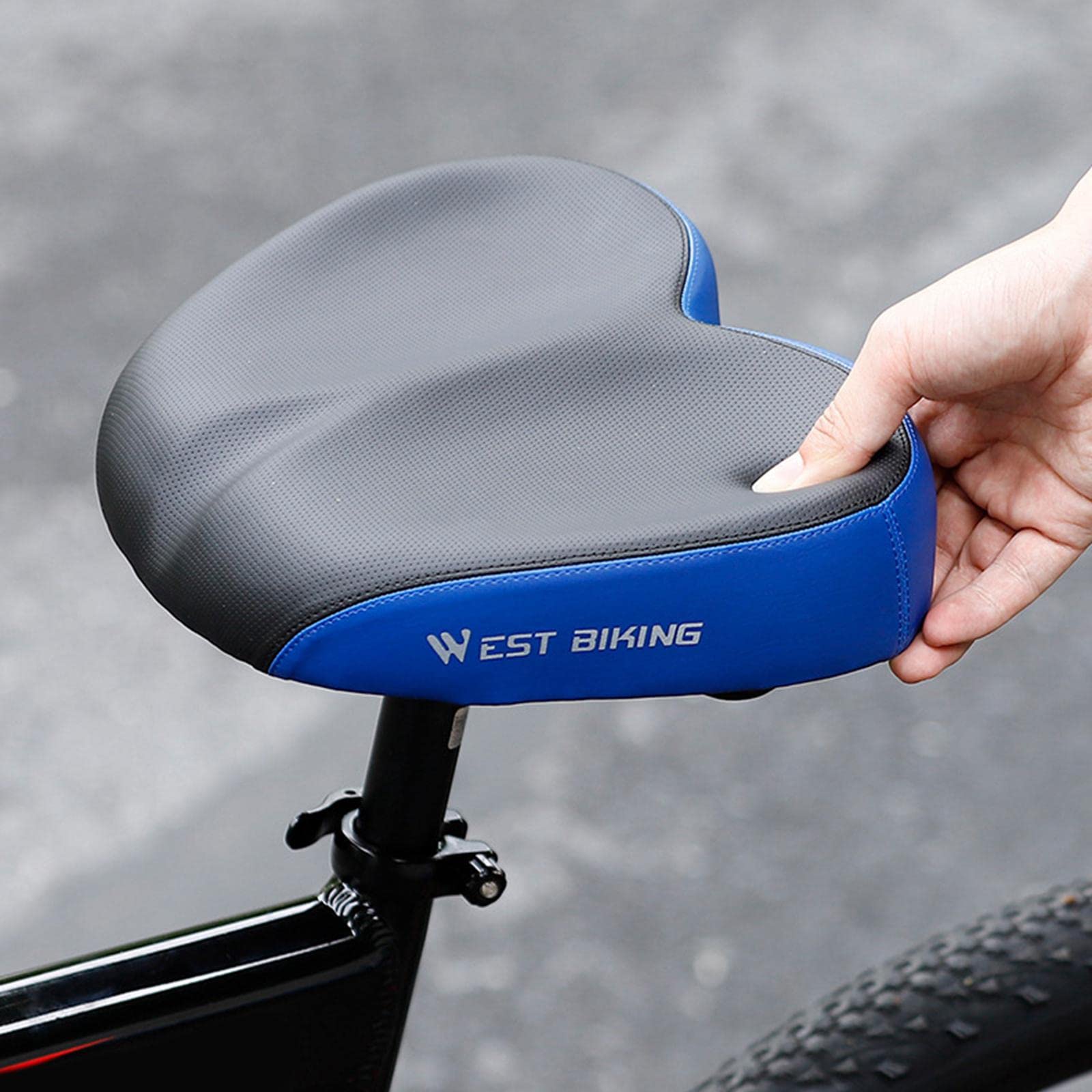 Perfeclan Sellini per Mountain Bike, Sellino Bici Comodo, Sella per Bicicletta Comfort Sedile per Bici da Bicicletta Parti di Ricambio Antiurto per Bicicletta Senza Naso, Nero Blu