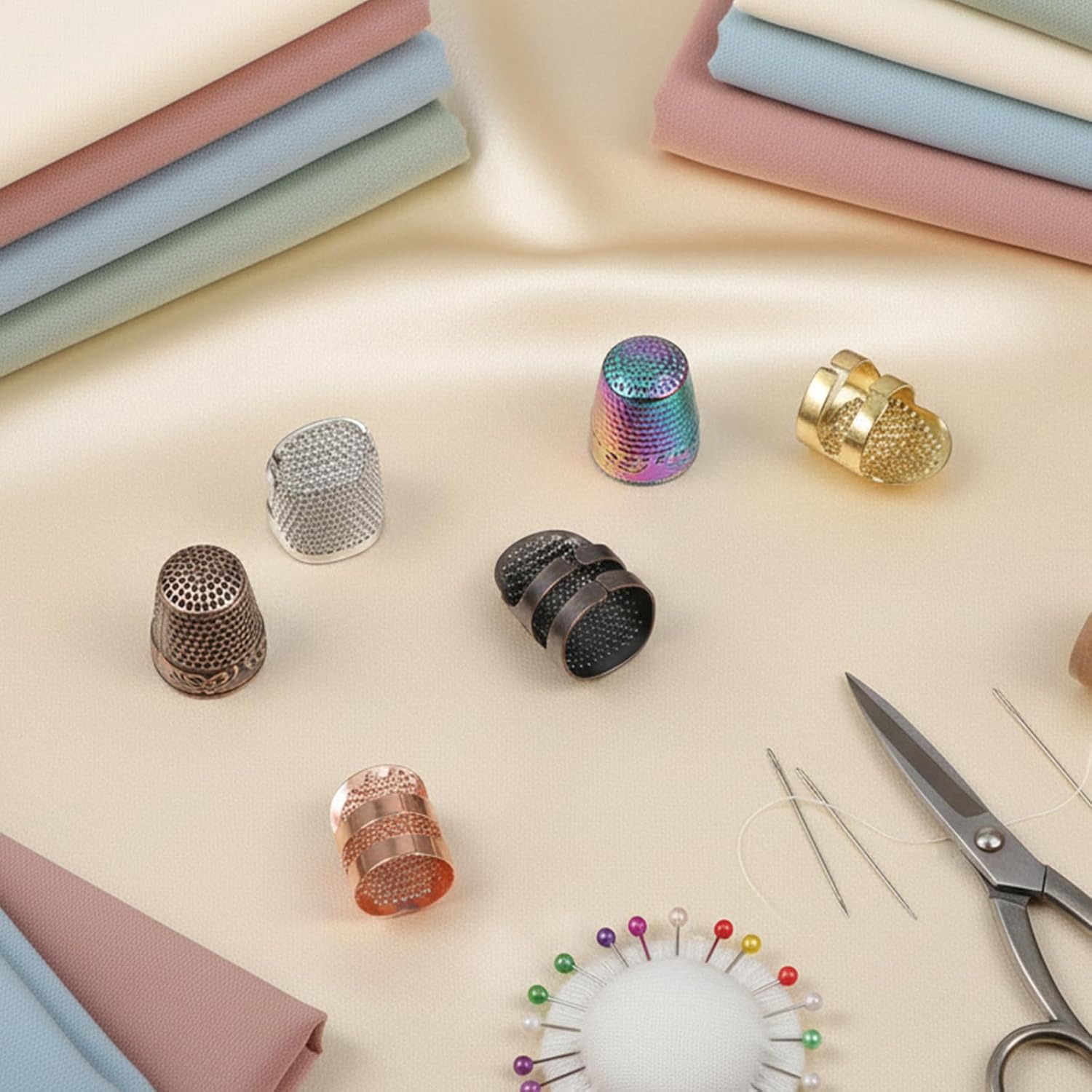 HJZHII 11 Pcs Thimbles for Hand Sewing, Metal Quilting Thimble Sewing Finger Protector Thimbles Quilting Craft Accessories Sewings Thimble for Hand Embroidery Knitting Needlework DIY Craft