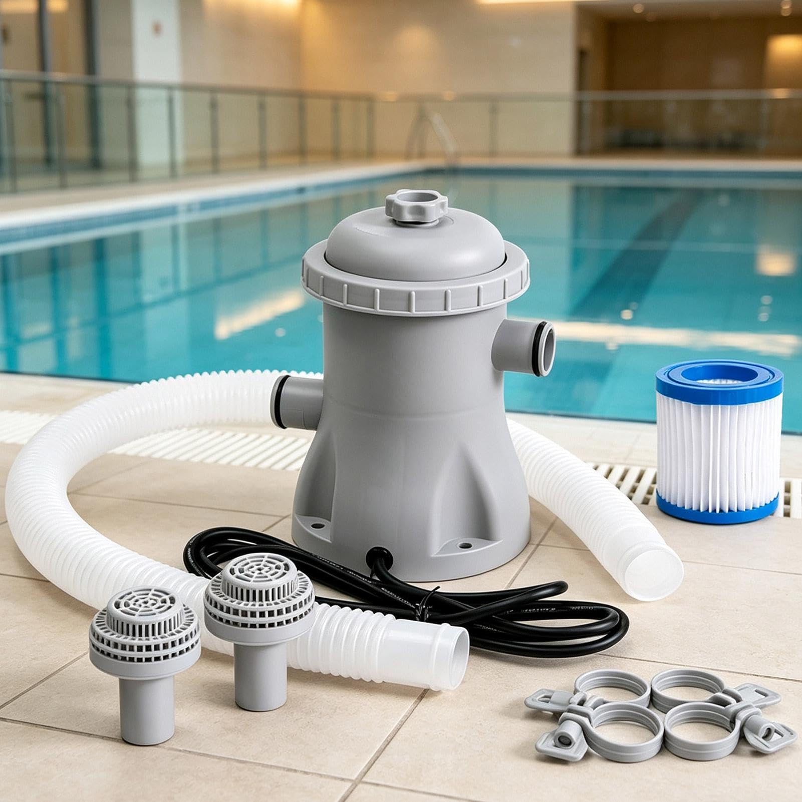 Pompa Per Filtrazione Piscina Set di attrezzatura filtrazione a sabbia per | Pompa Filtro Da Piscina Potente per giardino, laghetto e fontana stagionale da esterno