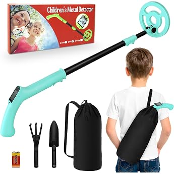 iTayga Children's Metal Detector Adjustable Children's Metal Detector 24 - 35 inches High Precision Professional Waterproof Foldable Metal Detector with Spool Very Light Only 0.88 lbs Blue