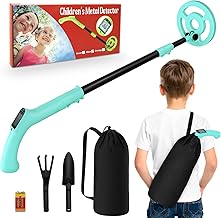 Metalldetektor Kinder, iTayga Verstellbarer Kinder-Metalldetektor (24"-35"), hochpräziser, professioneller, wasserdichter, Faltbarer Metalldetektor mit Spule, sehr leicht (nur 0,88 Pfund), Blau
