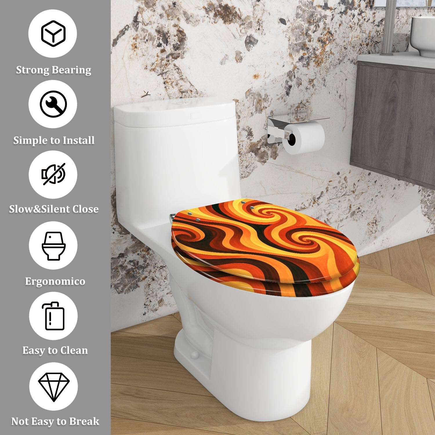 Asiento de inodoro alargado para baño