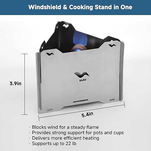 Miniatura 4 de UJU Juego de estufa portátil de alcohol para acampar con parabrisas, bolsa de almacenamiento, 2 botellas de líquido, soporte estable, resistente al