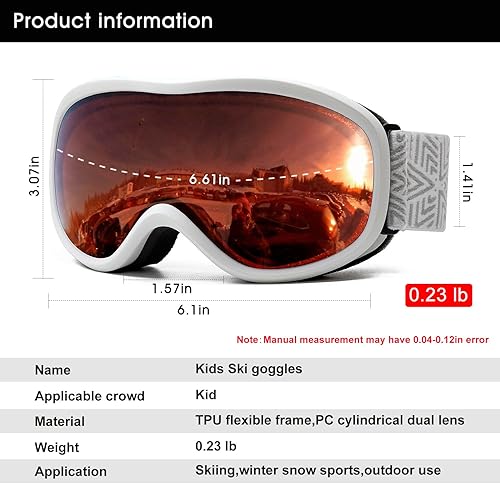 Miniatura 7 de AVV OTG - Gafas de esquí para hombres, mujeres y niños con lentes antivaho de doble capa, gafas de nieve UV400 para snowboard, patinaje en motos de